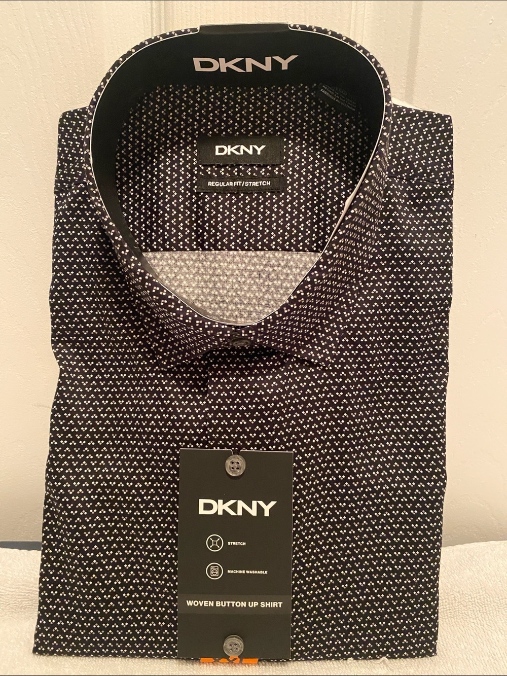 DKNY Black/Gray Long Sleeve Button Up Shirt…size XXL